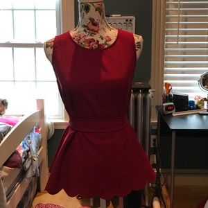 Red dressy tank top with waist tie